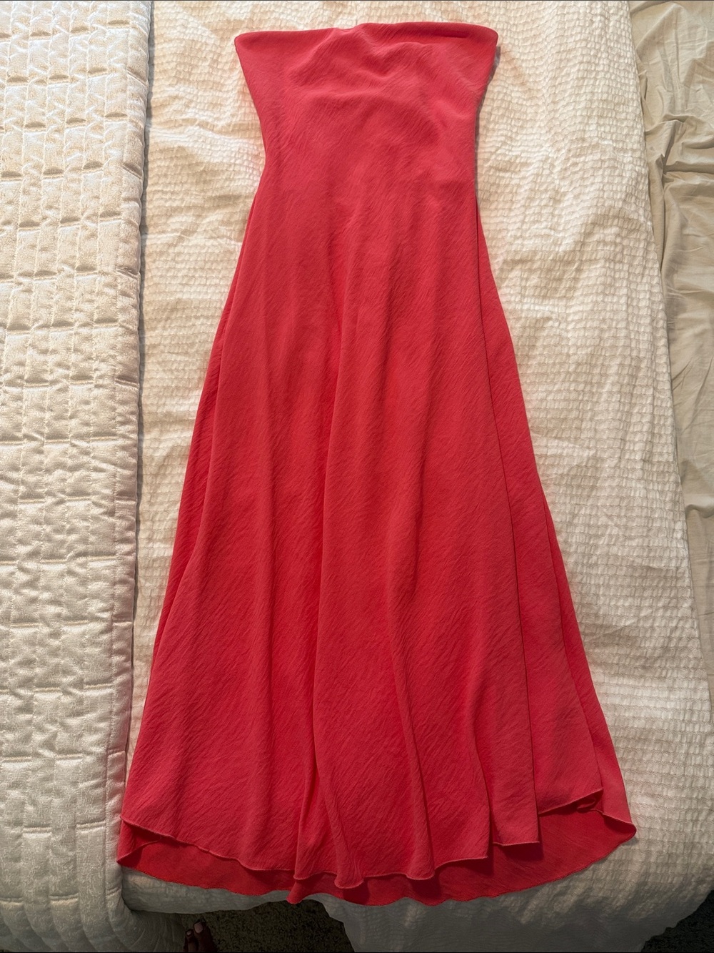 See You Monday Strapless Coral-Red Maxi Skirt